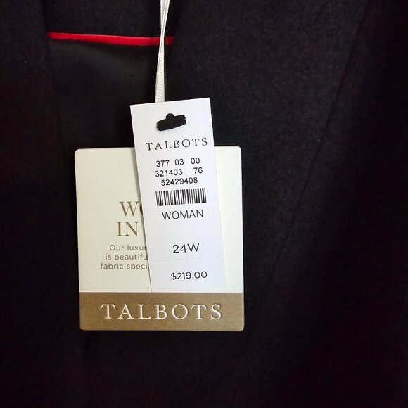NWT Talbots Black Virgin Wool Notch Collar Single Button Blazer 24W - Picture 6 of 14